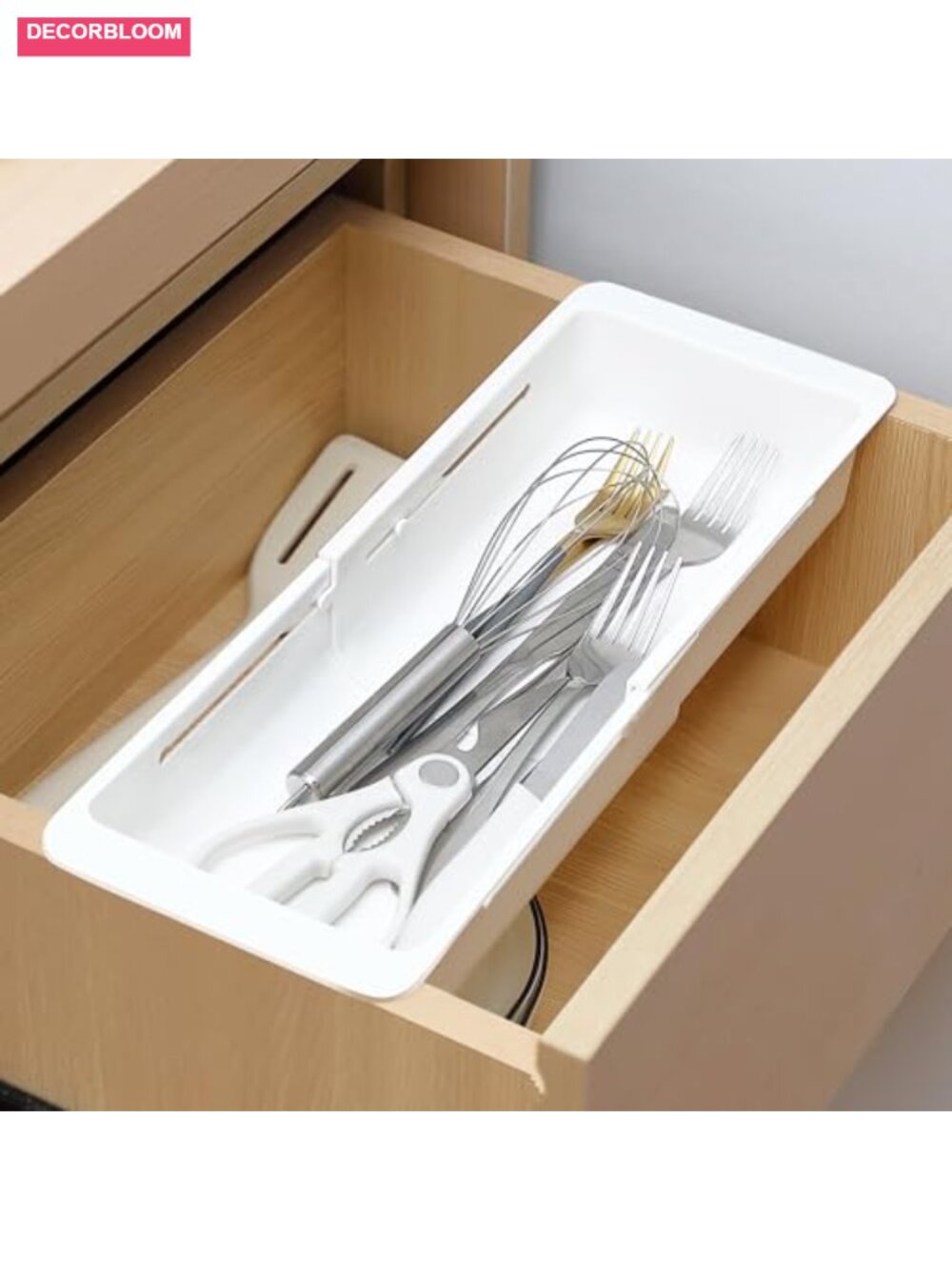 2 Pack Adjustable Deep Drawer Organizer Sliding Storage Bin 12.4-17.7"